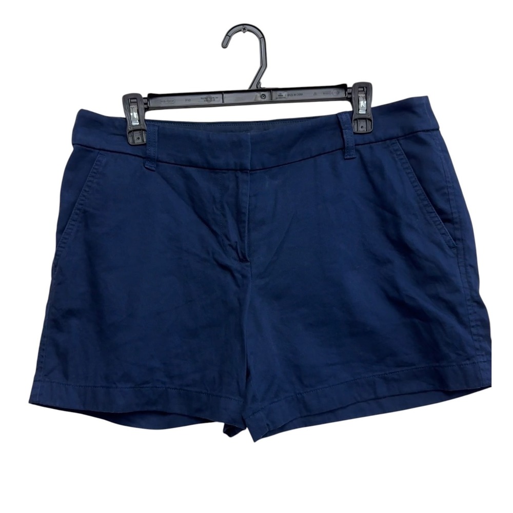 J.Crew FactWomen's Navy Chino Shorts Size 10 Mid Rise Cotton Blend Casual Preppy